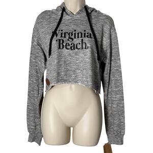 NWT PopSurf Virginia Beach Cropped Hoodie Grey Black Size L